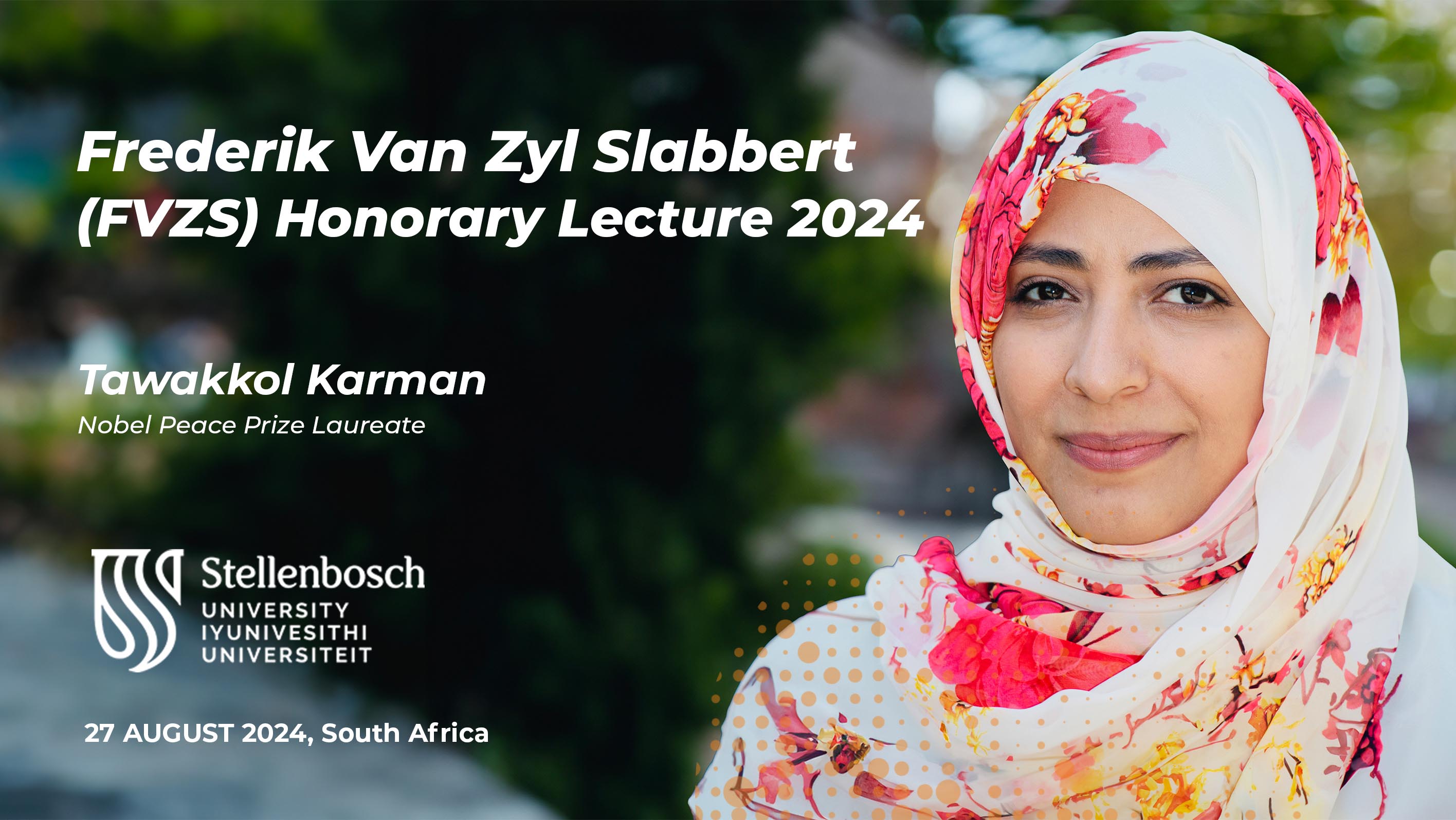 Tawakkol Karman to participate in annual honorary lecture in Stellenbosch